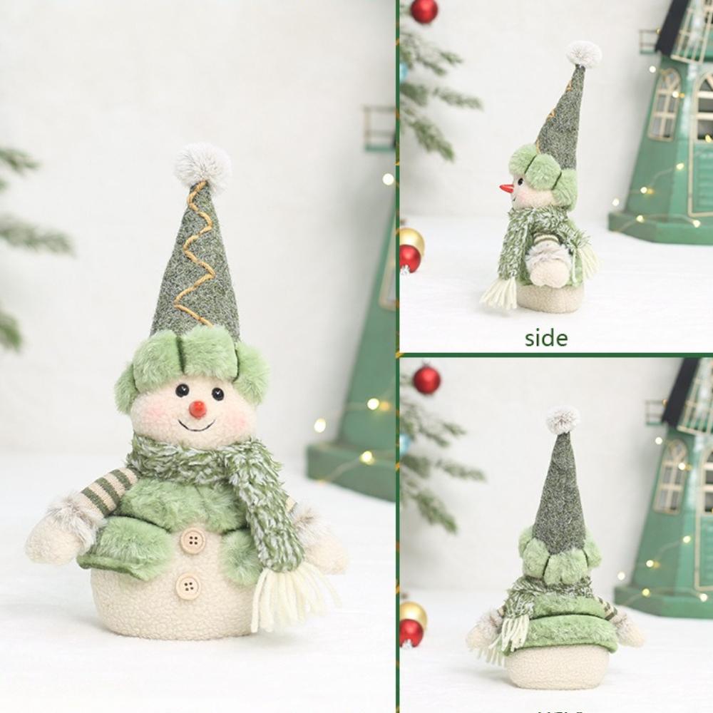 Christmas Decoration Green Snowman Plush Doll, Scene Layout for Hotels & Shopping Malls, Ornament for Under Christmas Tree