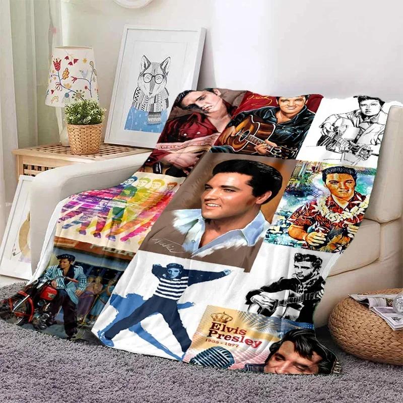 E-Elvis Presley Throw Blanket Soft Flannel Thin for Bed Sofa Cover Bedspread Home Deco Picnic Cooling Blankets for Beds Gift