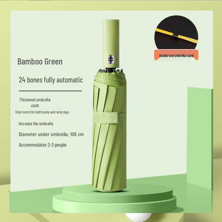 Ультрапрочный зонт-автомат двойного сложения черного цвета с защитой от УФ-лучей.