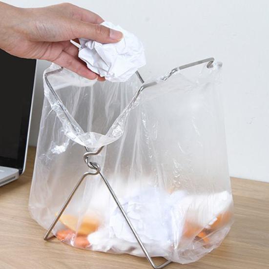 Yousheng Держатель для мусорных пакетов из нержавеющей стали Подвесной дизайн Складная конструкция Универсальная складная подставка для мусорного ведра Не требующий установки держатель для мусора