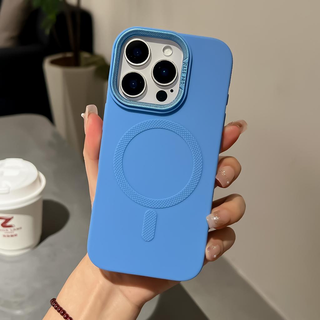 Desert Gold lens frame holder charging phone case for For Iphone 16 15 14 13 12 11 Pro Max magnetic soft silicone back cover