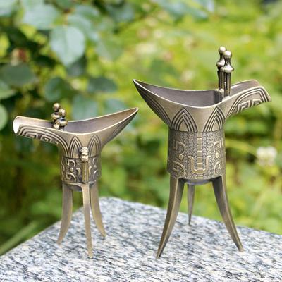 Старинная винная кружка, фарфоровая винная кружка, креативная подарочная кружка в китайском стиле, бронзовая кружка для уайт-спирита.