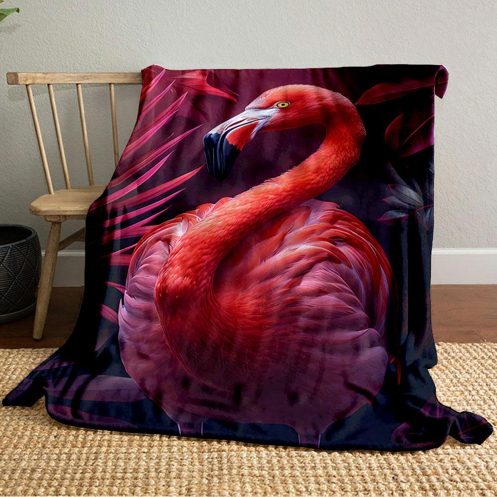 Flamingo in Tropical Leaves for all seasons blanket lunch break throw gift