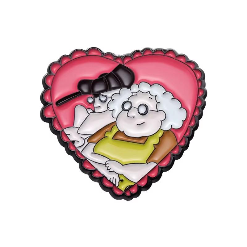 Comedy Anime Enamel Pin Custom Cartoon Character Heart Shape Metal Brooches Lapel Backpack Badge Jewelry Gift For Kids Friends