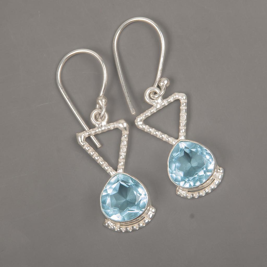 Ювелирные изделия с драгоценными камнями Голубой Топаз, Серьги из стерлингового серебра 925 ручной работы, Красивые серебряные украшения для подарка на помолвку