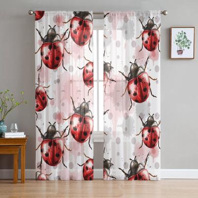 Акварельные краски насекомое божья коровка тюль оконное оформление прозрачные шторы для кухни гостиная спальня шторы украшение