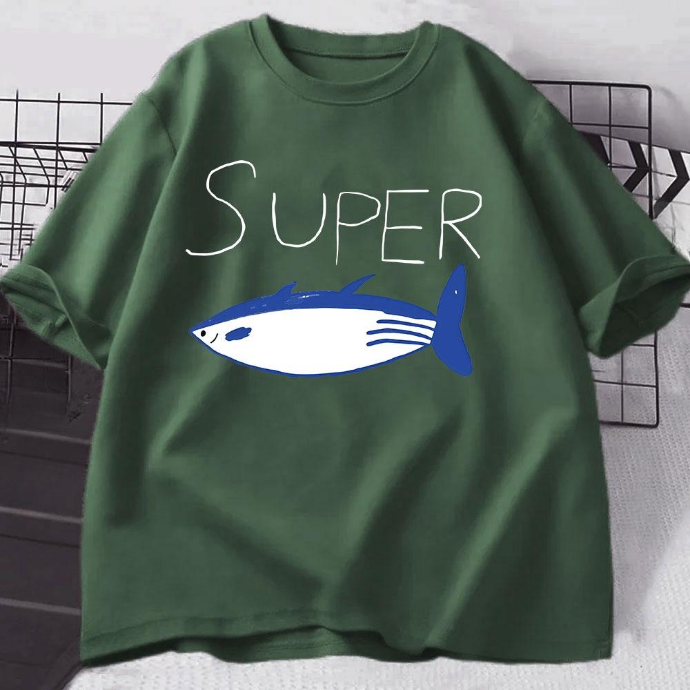 Kpop Korean Jin Super Tuna Fish T-shirts Fashion Vintage Short Sleeve T-shirt Men Women Clothing Cotton Casual Oversized T Shirt