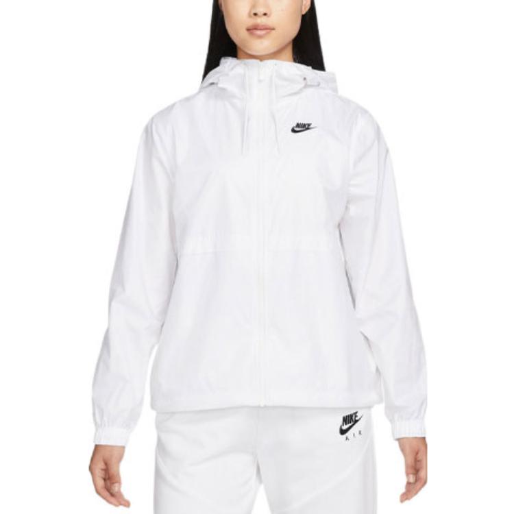 Nike Сплошной цвет, повседневная спортивная легкая ветровка с капюшоном, женские куртки белого цвета DM6180-100