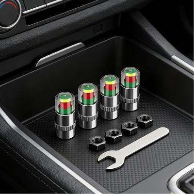 Сигнализация контроля давления воздуха в шинах автомобиля 4 шт./компл. Индикатор Колпачок ниппеля шины Манометр Автоаксессуары Колпачки манометра давления в шинах автомобиля Полезные