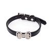 Small Dog Collar Bling Rhinestone Bow PU Leather Pet Necklace Poodle Pomeranian