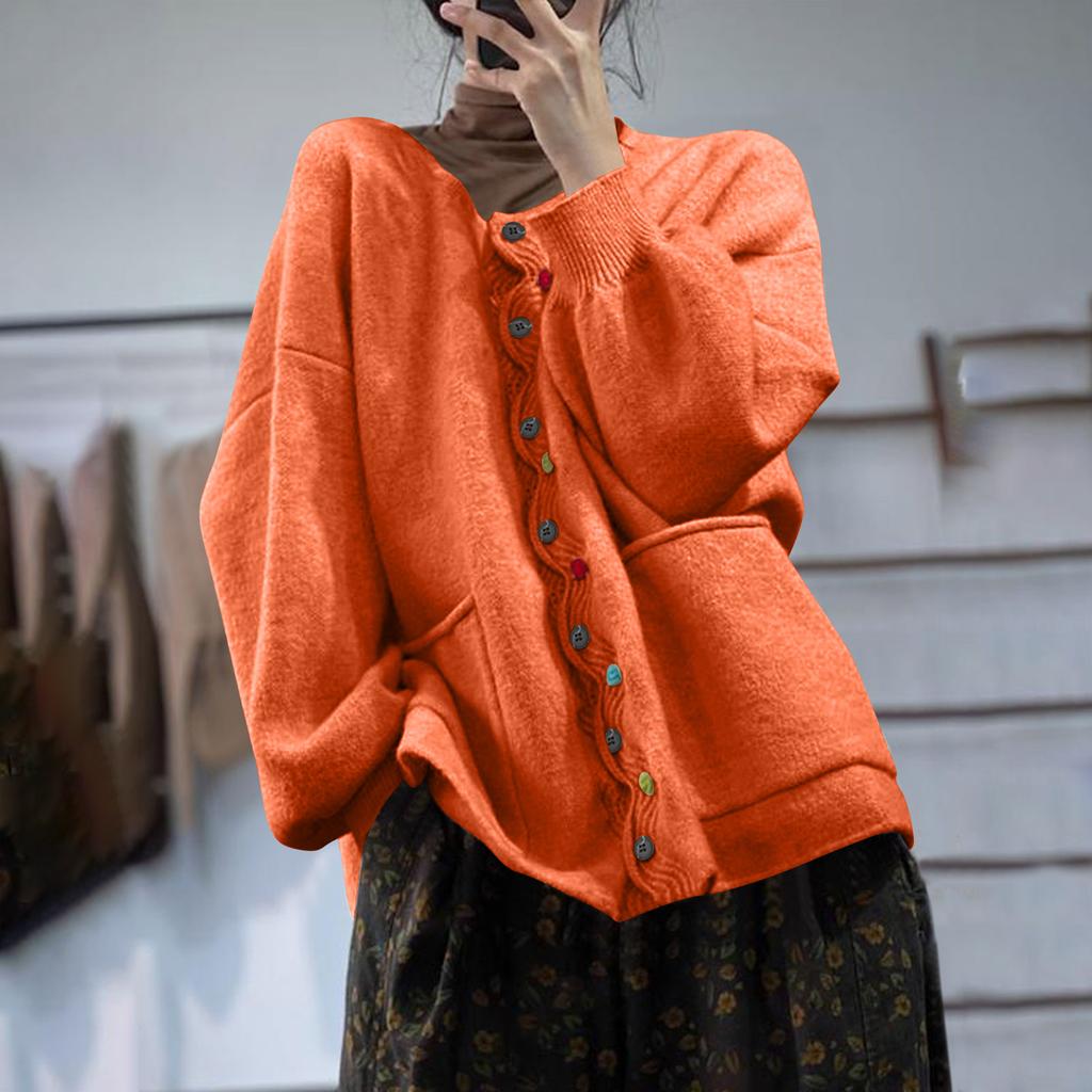 Женские свитера на пуговицах с длинным рукавом, вязаные пальто с карманами