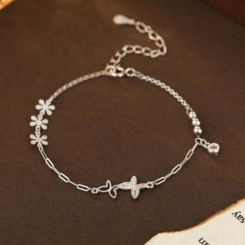 Браслет Banyan Tree S925 Silver с бабочками и цветами - женские легкие роскошные летние украшения
