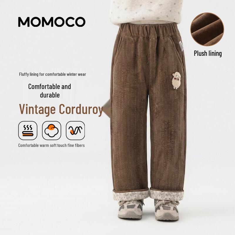 MOMOCO Girls' Fleece-Lined Corduroy Winter Pants - Nordic Style