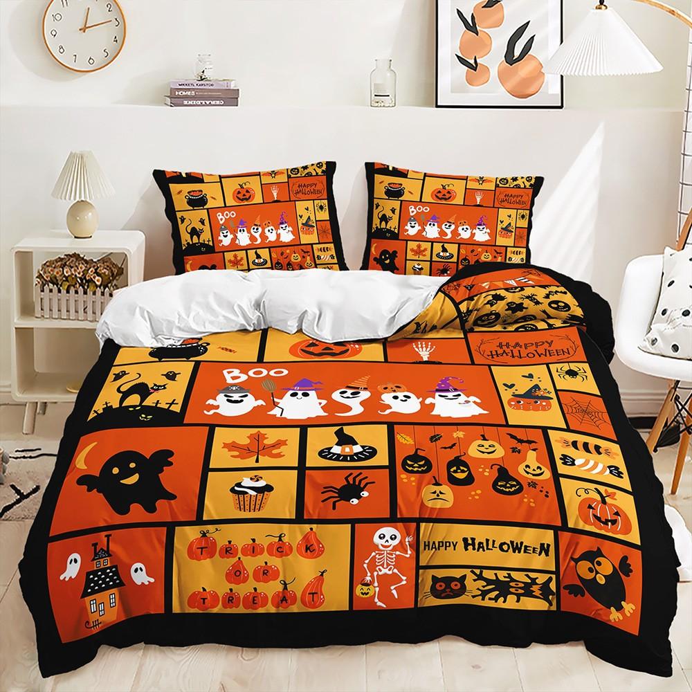 Halloween bed three-piece decoration funny theme, digital printing