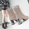 Women's Boots 2024 Spring/autumn New Fashion Simple High Heel Booties Knitted Elastic Comfortable Breathable Women Ankle Boots
