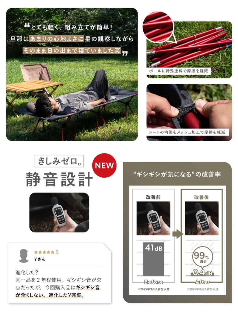 Германия x Европа x Низкий ALPIDEX самый легкий класс для сборки в 3 Раскладушка для кемпинга Легкая Компактная Широкая Раскладушка [От Раскладушки] Мировой 2,1 кг (простые минуты)