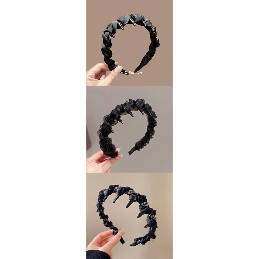3pcs ruffled toothed headband audrey hepburn style non slip volumizing for women face wash daily hair accessories