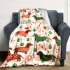 Dachshund Christmas Pattern Home Customize Your Name Blankets Soft And Cozy Lightweight For Year Round Use Perfect For Picnics Sofa Office Bed Living