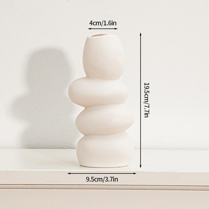 Керамическая ваза INS Белая скандинавская ваза Круглая полая керамическая ваза-пончик Цветочный горшок Декоративные вазы для сухоцветов Украшение гостиной