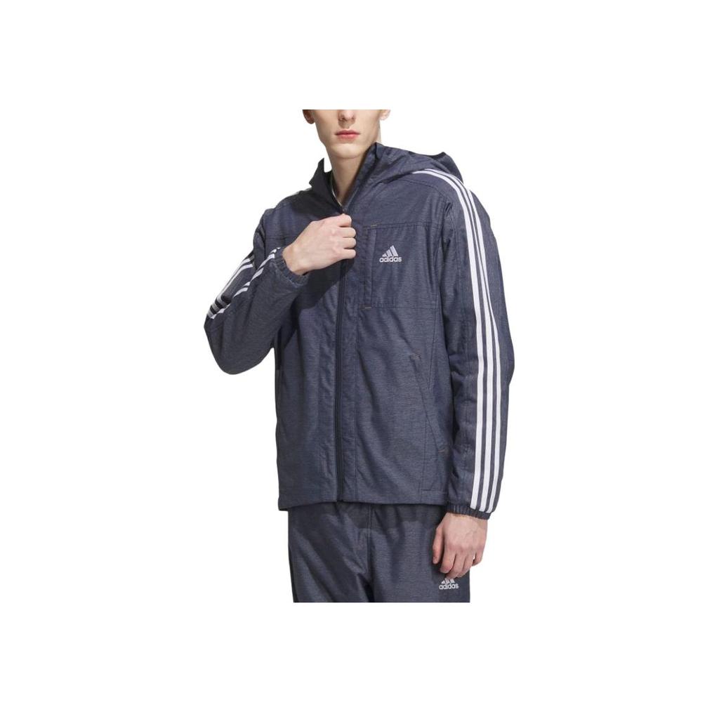 Adidas Logo Print Zip-Up Track Jacket Men Outerwear Legend-Blue IK7324