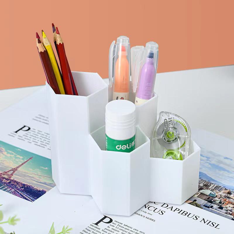Hexagonal Multi-Grid Storage Box: Creative Eyebrow Pencil, Cosmetic, and Stationery Desktop Holder for Students