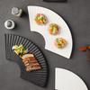 Durable Fan Shaped Striped Plate Japanese Style Dessert Tray Storage Tray  Hotel Table