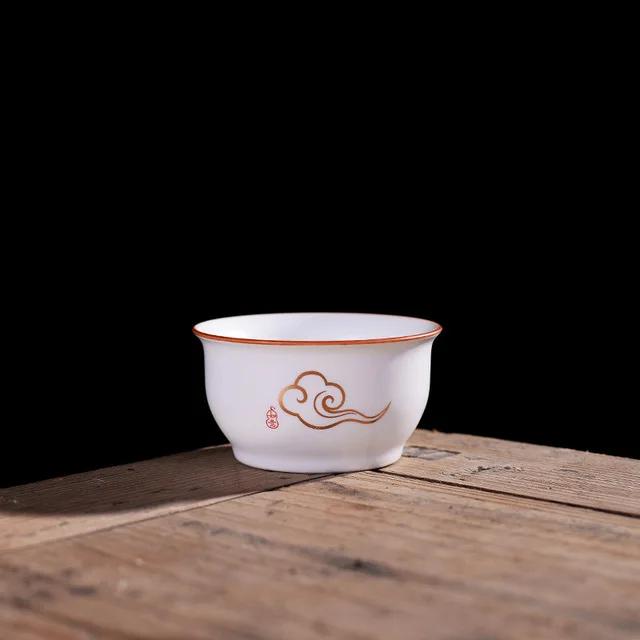 4 шт. высококачественная белая фарфоровая чайная чашка, белая чайная чашка из печи Дин, матовая глазурь, чайный сервиз Kung Fu, принадлежности для чайной церемонии, кружка