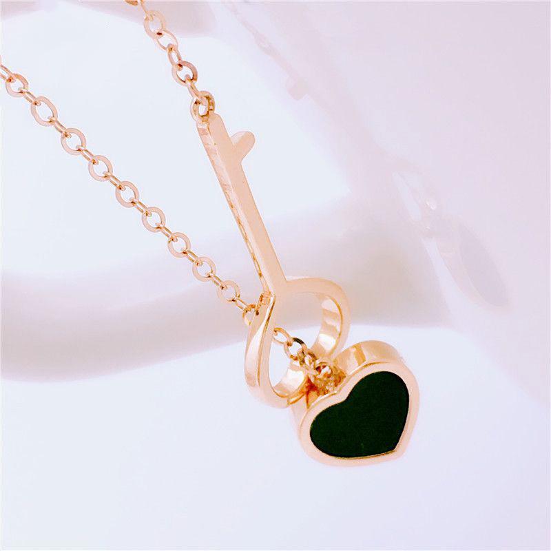 Purple Gold Peach Heart Black Necklace Color Gold Plated Rose Gold High-End Fashion Women'S Necklace