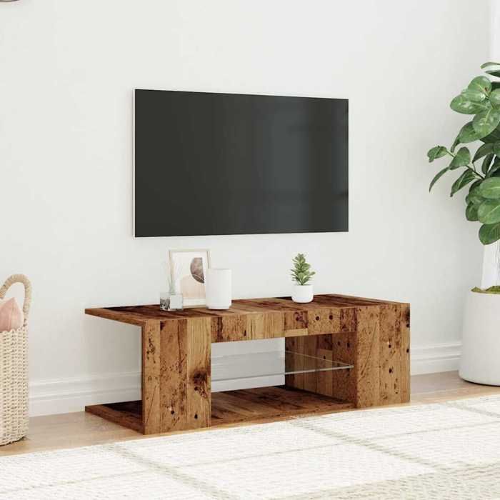 VidaXL Meuble TV avec lumières LED vieux bois bois d'ingénierie, support TV, meuble multimédia, console TV, meuble hifi, 856325
