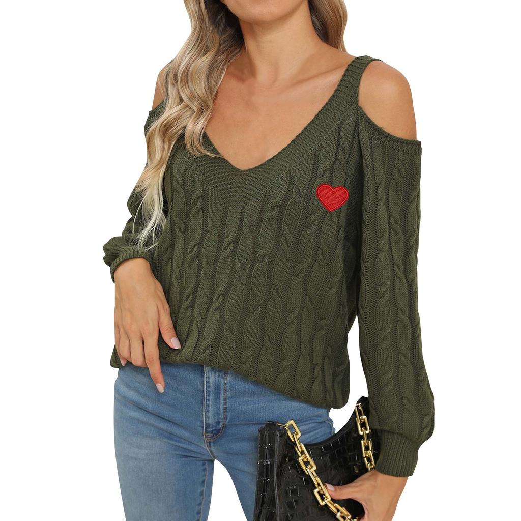 Женский повседневный модный удобный глубокий V-образный вырез, сексуальный свободный пуловер с открытыми плечами, свитер, женские топы