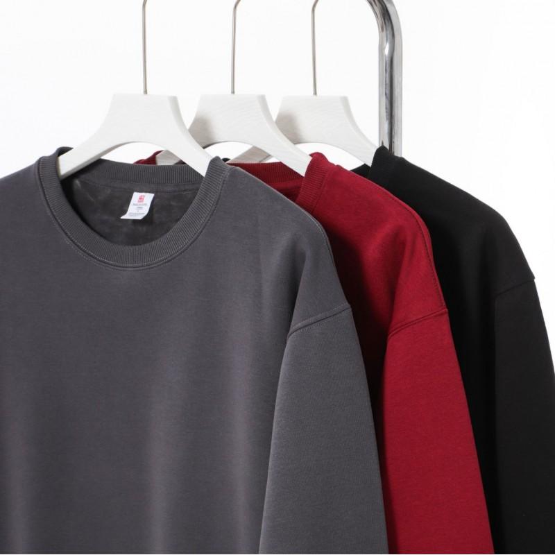 Mens Oversized Crewneck Sweatshirt Thick Fleece Lined Cotton Blend