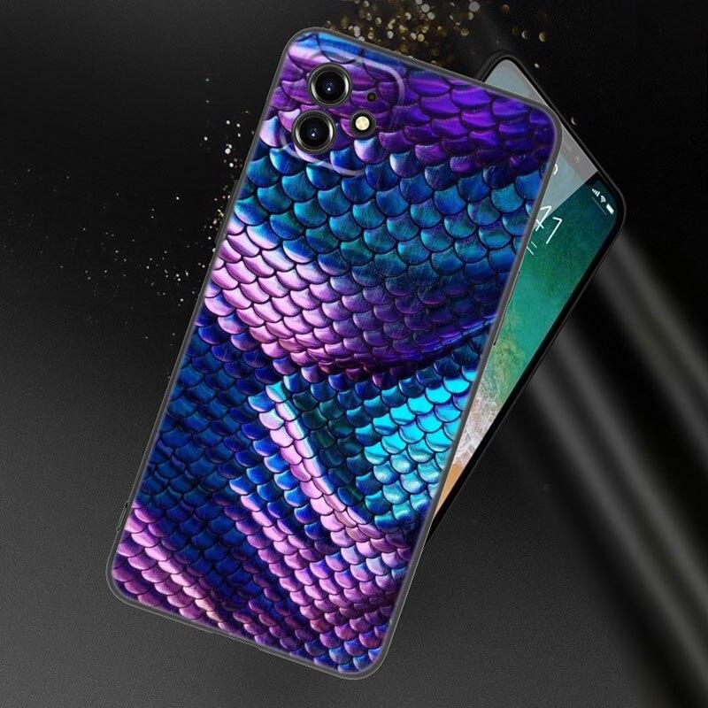 Модный чехол для телефона из змеиной кожи для Apple iPhone 13 12 Mini 11 Pro XS Max XR X 8 7 6S 6 Plus SE 2022 2020 5S 5, мягкий черный чехол