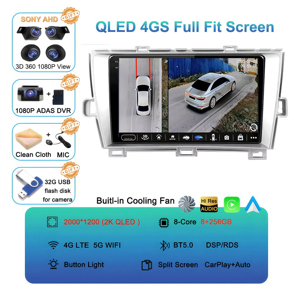 Android 14 для Toyota Prius XW30 30 2009-2015 GPS стерео автомобильное головное устройство QLED навигация без 2DIN автомобильного радио мультимедийный проигрыватель DVD