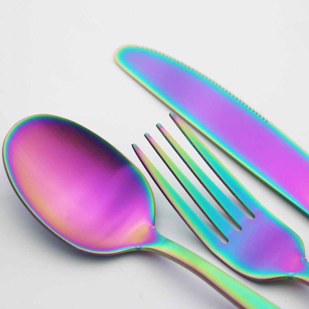 24 шт. черная посуда из нержавеющей стали, столовые приборы, обеденный нож, ложки, вилка, десертные ложки, западная серебристая посуда, набор кухонной посуды