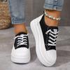 Черно-белые кроссовки на платформе, женские брендовые дизайнерские туфли для скейтбординга на шнуровке, женские осенние туфли с толстой подошвой, вулканизированные туфли Mujer
