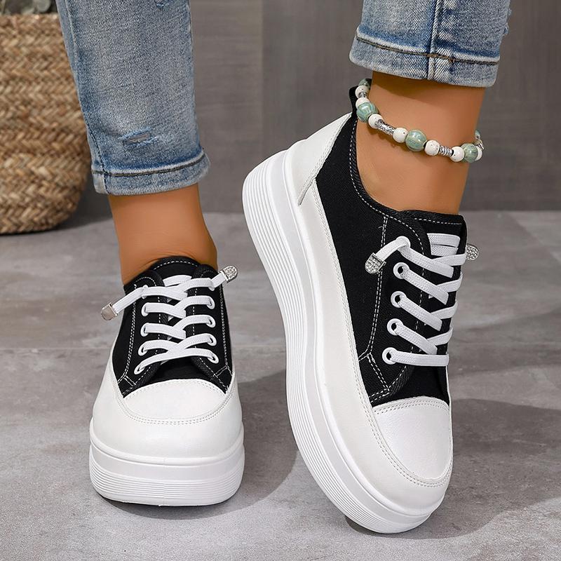 Черно-белые кроссовки на платформе, женские брендовые дизайнерские туфли для скейтбординга на шнуровке, женские осенние туфли с толстой подошвой, вулканизированные туфли Mujer