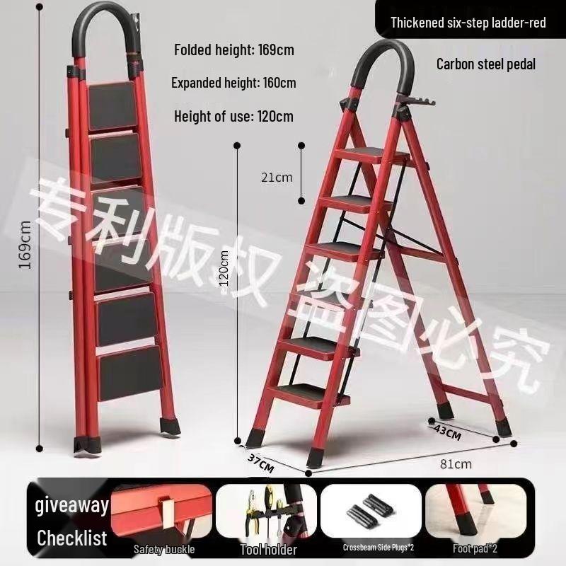 Portable Multi-Functional Four-Step Folding Step Ladder for Indoor Use
