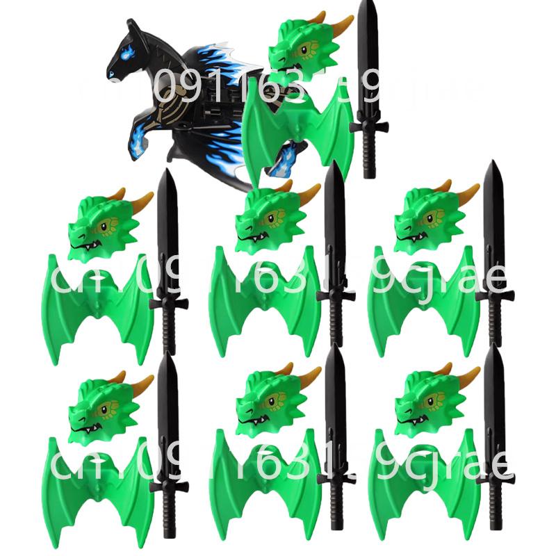 Совместимые MOC Средневековые Строительные Блоки Персонажи Солдаты Рыцари Драконов Черный Лев Орел Игрушка Подарок Кирпичики Фермер Солдат X048