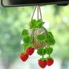 Car Plant Crochet Hanging Basket, Plant Strawberry Hanging Plant for Car Decor, Car Ornaments Charms for Rear View Mirror