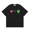 Cotton Short Sleeve T-Shirt With Heart Embroidery Couples Loose Fit Unisex Streetwear Tee