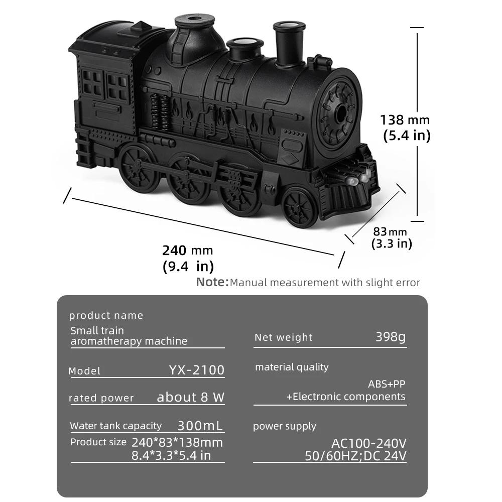 Ультразвуковой увлажнитель воздуха в форме старинного поезда с 7-цветной светодиодной подсветкой, диффузор аромамасел, домашний увлажнитель