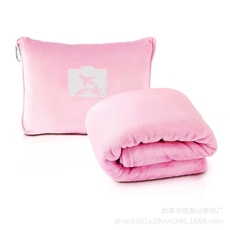 Travel Blanket With Built-in Pillow Airplane Car Camping Soft Fleece Throw Foldable Compact 101x152cm/127x152cm