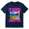 It Burns When I Pee Cat Funny Meme Graphic T-shirts Men's Women Fashion Hip Hop Cotton Short Sleeve Oversized T-shirt Streetwear