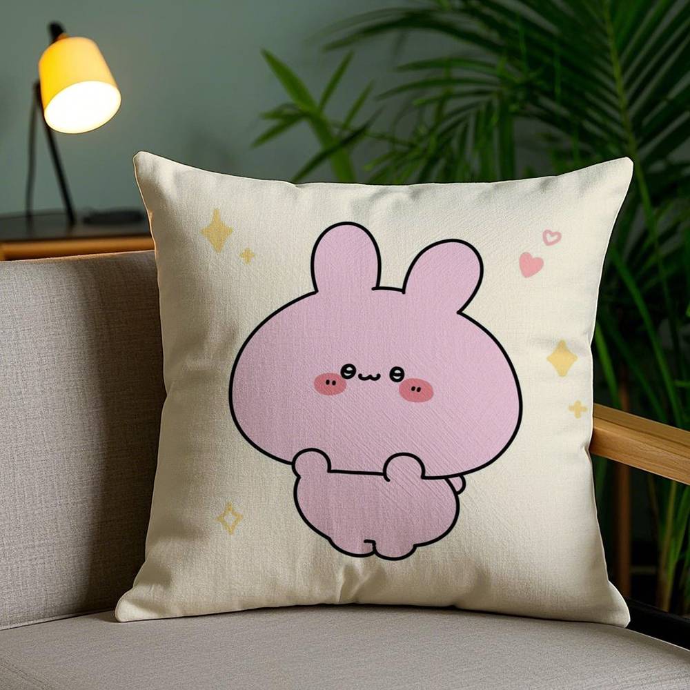 A-Asamimichan Милая Подушка-Заяц Наволочка Дом Общежитие Спинка Стула Короткий Плюш Двусторонняя Печать Офис Время для Сна Чехол для Подушки