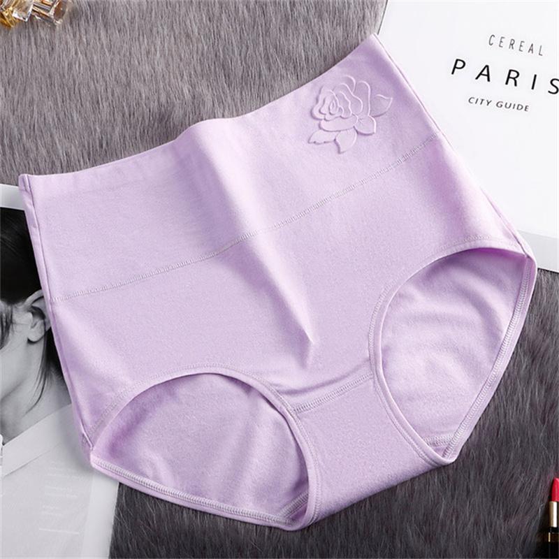 Panties Cotton Women Large Size Elastic Soft Ladies Underwear Breathable Sexy Embossed High Waist Briefs
