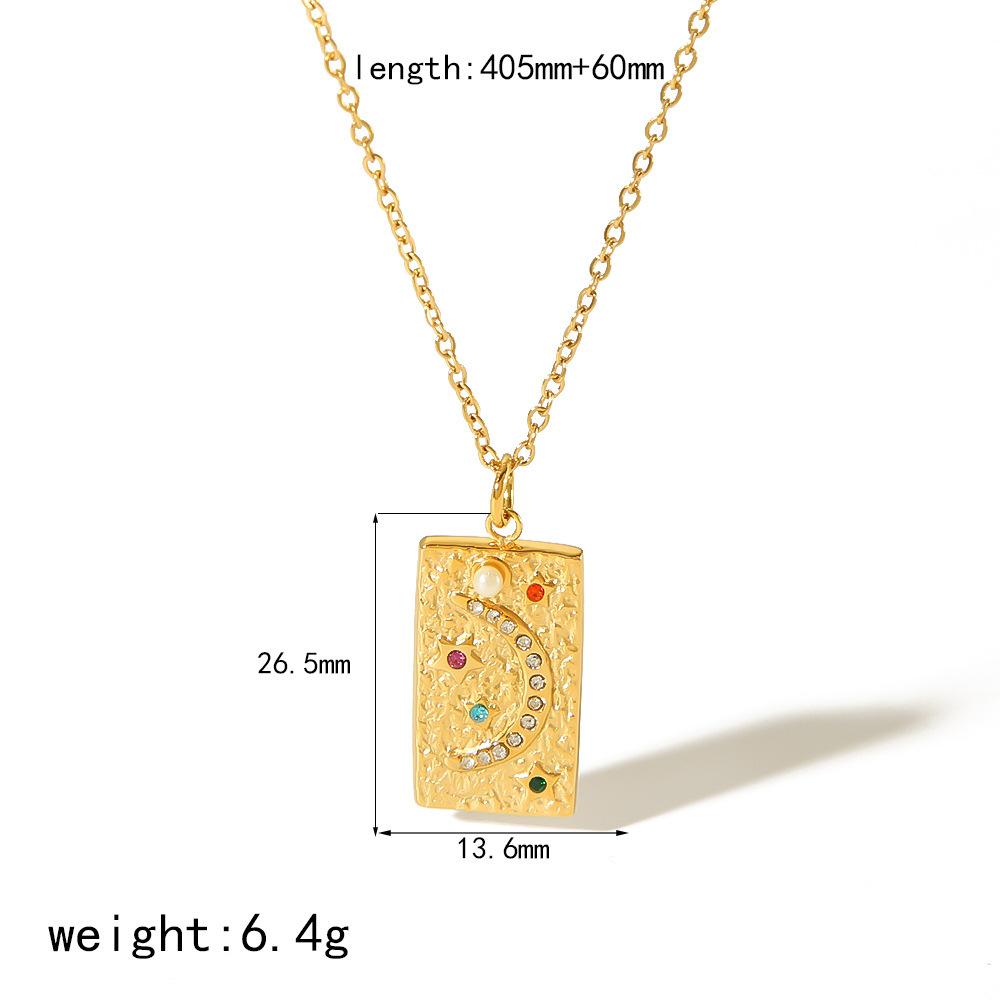 New Style Diamond Star Moon Pendant Stainless Steel Necklace Women's Fashion