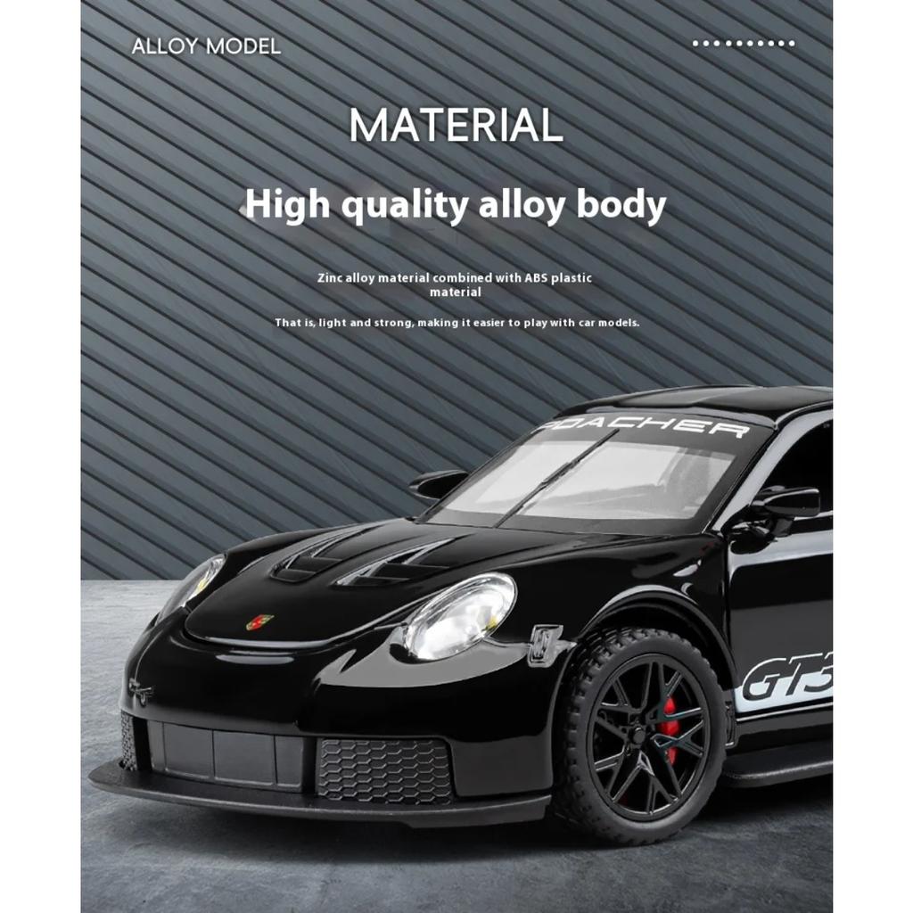 Модель легкосплавного автомобиля Porsche GT3 RS в масштабе 1/32 с инерционным механизмом в стиле ретро, игрушка мечты для любителей гонок, идеально подходит для детей и коллекционеров