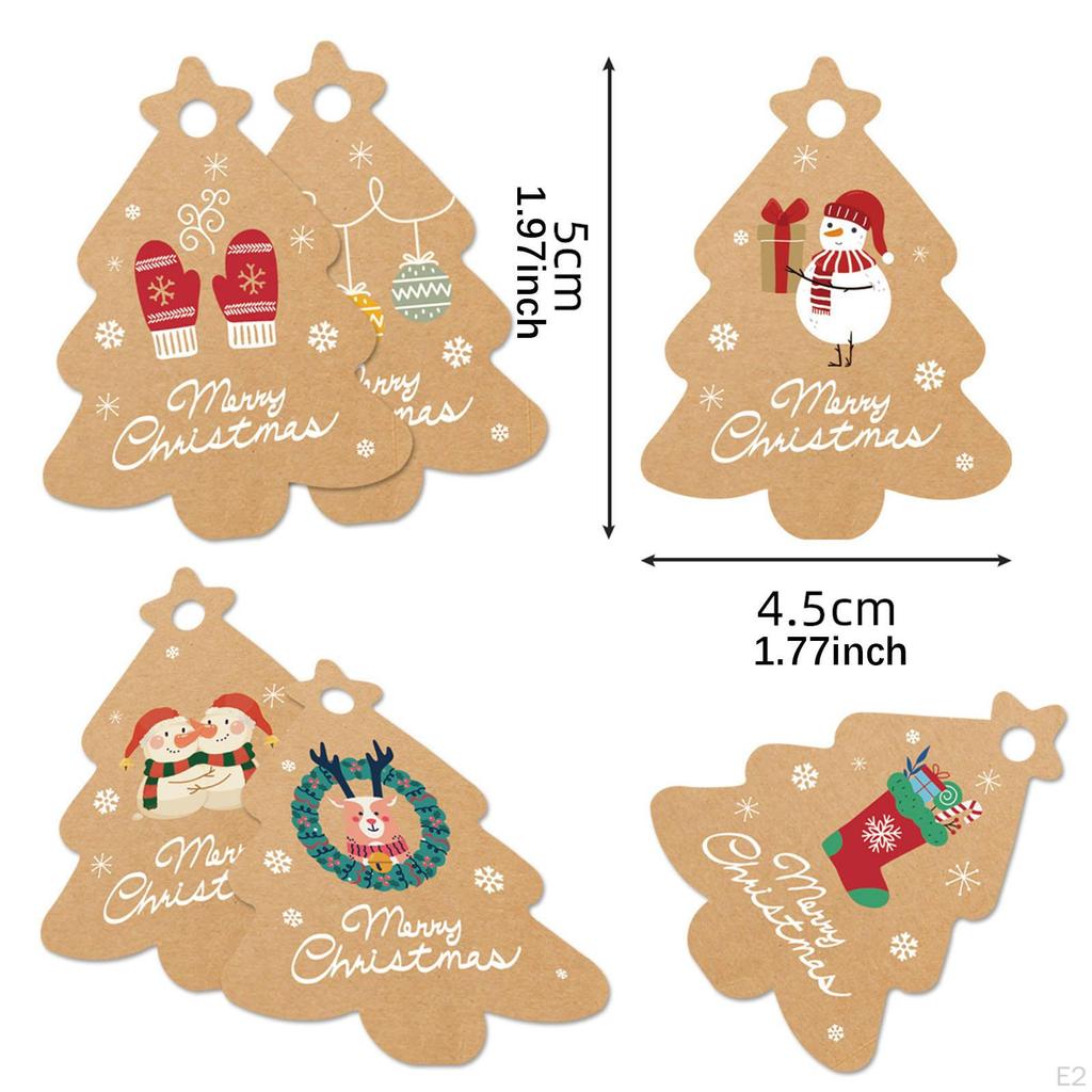 Бирки для рождественских подарков, бумажные бирки с веревкой, креативные подвесные бирки для подарков своими руками на Рождество