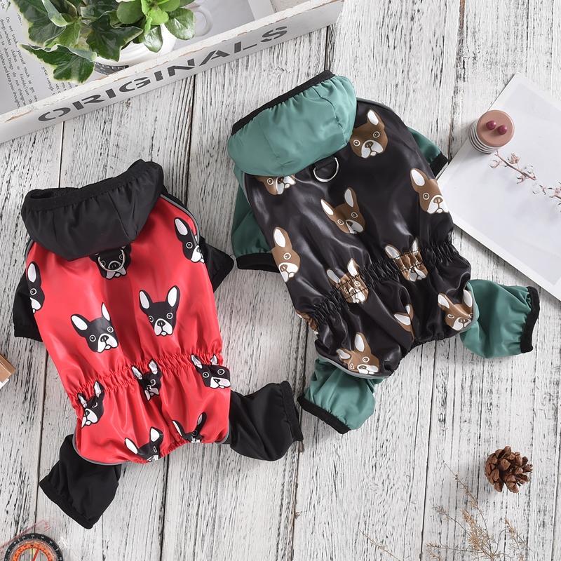 French Bulldog Print Waterproof Overalls For Dog Red Green Small Medium Corgi Chihuahua Raincoat Clothes XS 4XL Pet Rain Jacket