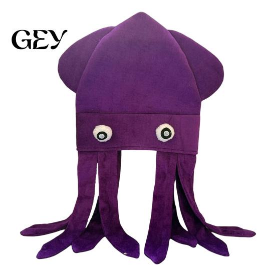 Comic Exhibition Costume Gear Funny Octopus Hat with Tentacles, Creative Plush Cap for Party Cosplay Cute Cartoon Animal and Photography, Novelty Soft